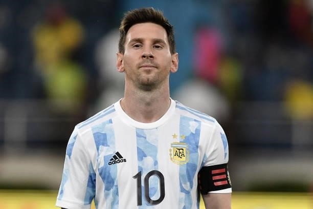 Lionel Messi of Argentina before a match between Colombia and Argentina as part of South American Qualifiers for Qatar 2022 at Estadio Metropolitano...