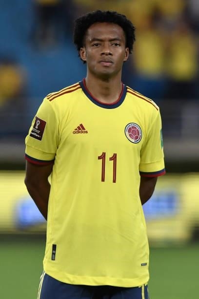 Juan Guillermo Cuadrado of Colombia during a match between Colombia and Argentina as part of South American Qualifiers for Qatar 2022 at Estadio...