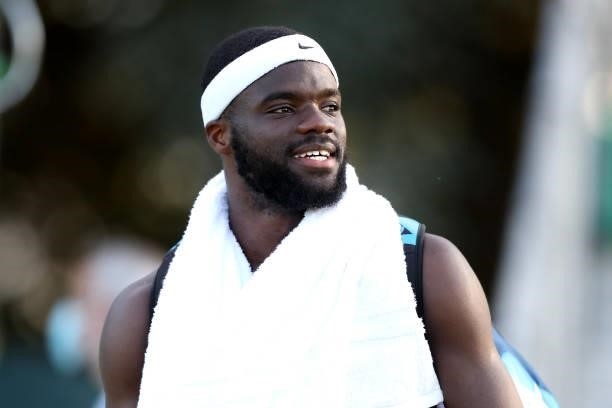 Frances Tiafoe of United States looks on after victory against Illya Marchenko of Ukraine during Day 5 of the Viking Nottingham Open at Nottingham...