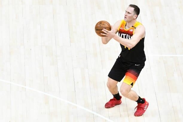 Bojan Bogdanovic of the Utah Jazz in action during Game One of the Western Conference second-round playoff series against the LA Clippers at Vivint...