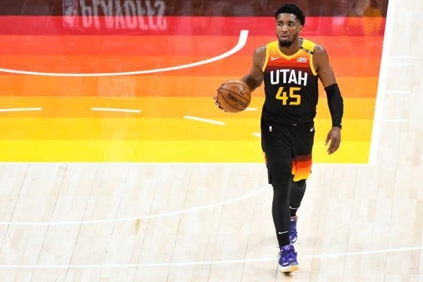 Donovan Mitchell of the Utah Jazz in action during Game One of the Western Conference second-round playoff series against the LA Clippers at Vivint...