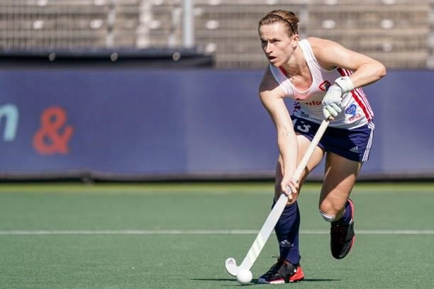 Elena Rayer of England during the Euro Hockey Championships match between Belgium and England at Wagener Stadion on June 9, 2021 in Amstelveen,...
