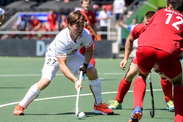 Tom Boon of Belgium during the Euro Hockey Championships match between Belgium and Russia at Wagener Stadion on June 8, 2021 in Amstelveen,...