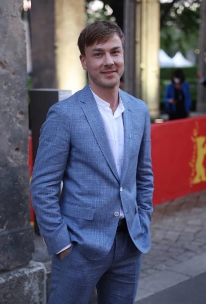 Actor Albrecht Schuch arrives outside the Museumsinsel museum courtyard where the 71st Berlinale International Film Festival Summer Special was...