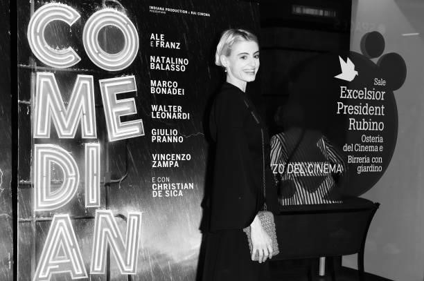 This image has been converted in black and white ] Actress Demetra Bellina attends the photocall of the movie "Comedians