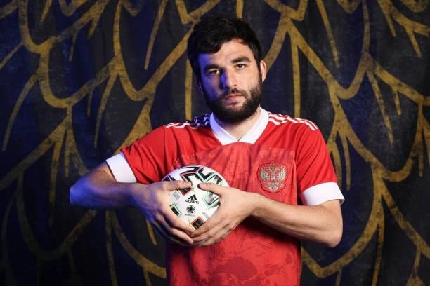 Georgi Dzhikiya of Russia poses during the official UEFA Euro 2020 media access day at The Novogorsk Training Center on June 08, 2021 in Moscow,...
