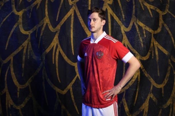 Aleksei Miranchuk of Russia poses during the official UEFA Euro 2020 media access day at The Novogorsk Training Center on June 08, 2021 in Moscow,...