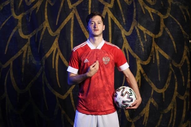 Aleksei Miranchuk of Russia poses during the official UEFA Euro 2020 media access day at The Novogorsk Training Center on June 08, 2021 in Moscow,...