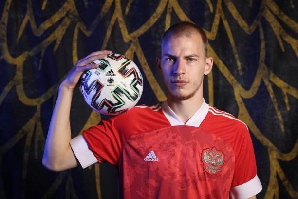 Roman Evgenyev of Russia poses during the official UEFA Euro 2020 media access day at The Novogorsk Training Center on June 08, 2021 in Moscow,...