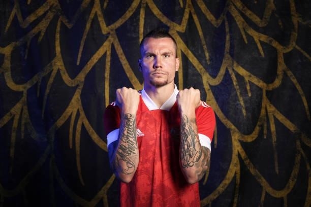 Anton Zabolotny of Russia poses during the official UEFA Euro 2020 media access day at The Novogorsk Training Center on June 08, 2021 in Moscow,...