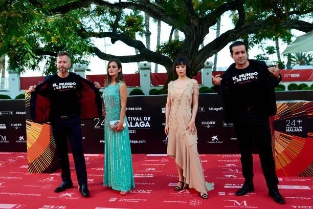 Alberto Lopez, Carmen Canivell, Chacha Huang and Alfonso Sanchez attend 'Sevillanas de Brooklyn' premiere during the 24th Malaga Film Festival at the...