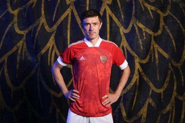 Yuri Zhirkov of Russia poses during the official UEFA Euro 2020 media access day at The Novogorsk Training Center on June 08, 2021 in Moscow, Russia.