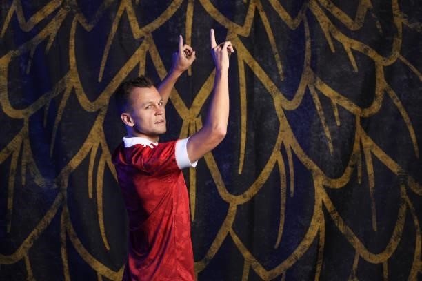 Denis Cheryshev of Russia poses during the official UEFA Euro 2020 media access day at The Novogorsk Training Center on June 08, 2021 in Moscow,...