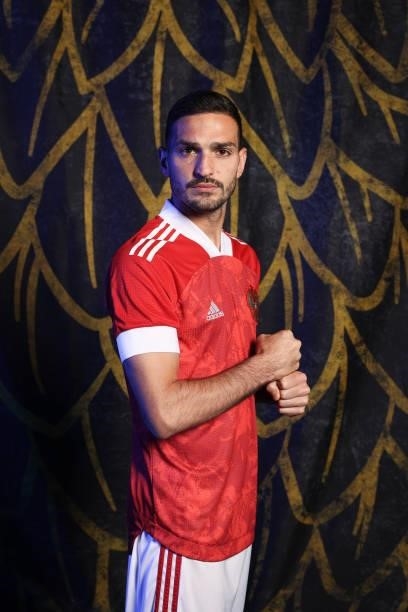 Magomed Ozdoev of Russia poses during the official UEFA Euro 2020 media access day at The Novogorsk Training Center on June 08, 2021 in Moscow,...