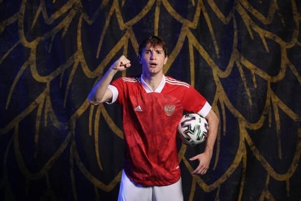 Mario Fernandes of Russia poses during the official UEFA Euro 2020 media access day at The Novogorsk Training Center on June 08, 2021 in Moscow,...