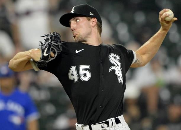 Garrett Crochet of the Chicago White Sox pitches against the Toronto Blue Jays on June 8, 2021 at Guaranteed Rate Field in Chicago, Illinois.
