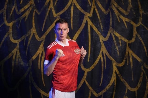 Andrei Semenov of Russia poses during the official UEFA Euro 2020 media access day at The Novogorsk Training Center on June 08, 2021 in Moscow,...