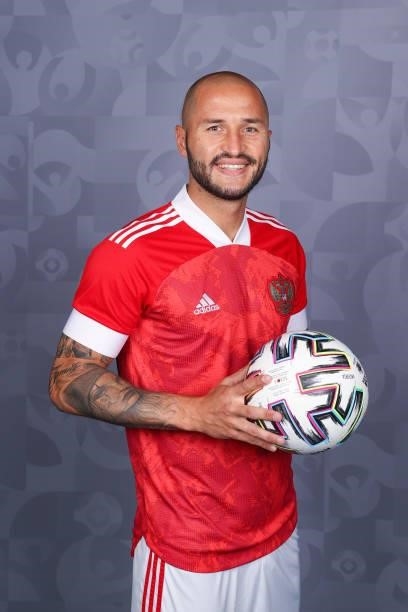 Fedor Kudryashov of Russia poses during the official UEFA Euro 2020 media access day at The Novogorsk Training Centre on June 08, 2021 in Moscow,...