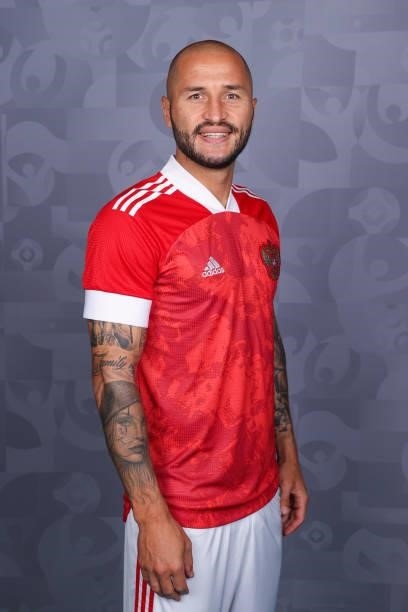 Fedor Kudryashov of Russia poses during the official UEFA Euro 2020 media access day at The Novogorsk Training Centre on June 08, 2021 in Moscow,...