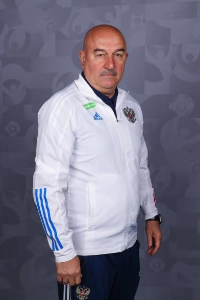 Stanislav Cherchesov, Head Coach of Russia poses during the official UEFA Euro 2020 media access day at The Novogorsk Training Centre on June 08,...