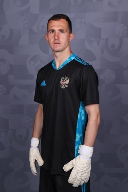 Andrey Lunev of Russia poses during the official UEFA Euro 2020 media access day at The Novogorsk Training Centre on June 08, 2021 in Moscow, Russia.