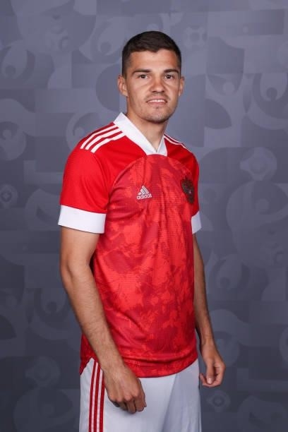 Roman Zobnin of Russia poses during the official UEFA Euro 2020 media access day at The Novogorsk Training Centre on June 08, 2021 in Moscow, Russia.