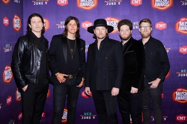 In this image, released on June 9th NEEDTOBREATHE poses for the 2021 CMT Music Awards at The Bonnaroo Farm in Manchester, Tennessee broadcast on June...