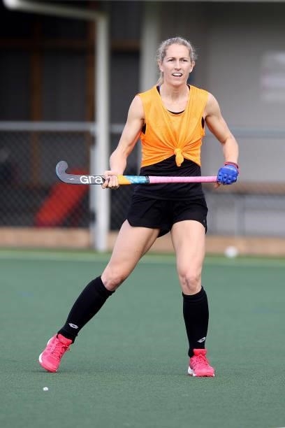 Stacey Michelsen of the New Zealand Women's squad for Tokyo trains during the New Zealand Hockey team announcement at the National Hockey Centre on...