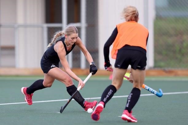 Katie Doar of the New Zealand Women's squad for Tokyo trains during the New Zealand Hockey team announcement at the National Hockey Centre on June...