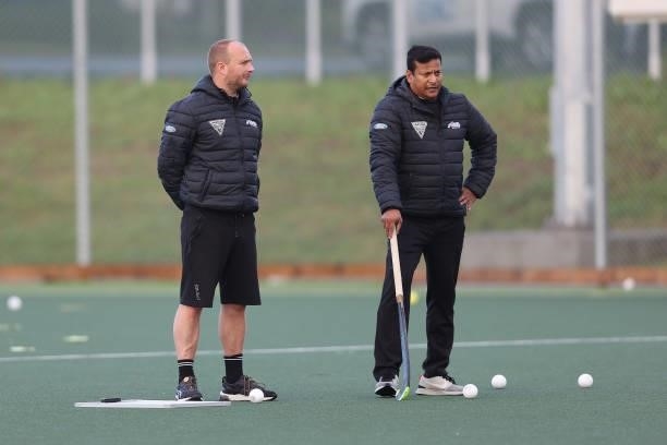 New Zealand Women’s Head Coach Graham Shaw and Assistant Coach Jude Menezes during the New Zealand Hockey team announcement at the National Hockey...