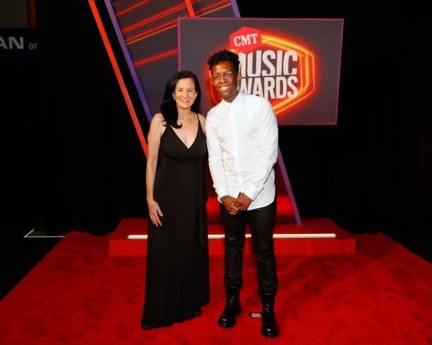 Leslie Fram and Breland attend the 2021 CMT Music Awards at Bridgestone Arena on June 09, 2021 in Nashville, Tennessee.