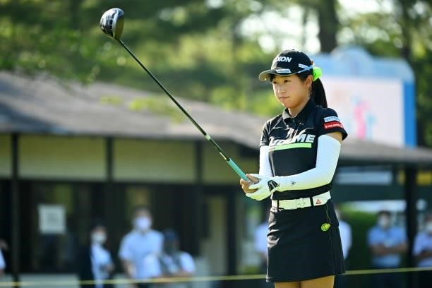 Nana Suganuma of Japan is seen before her tee shot on the 10th hole during the first round of the Ai Miyazato Suntory Ladies Open at Rokko Kokusai...