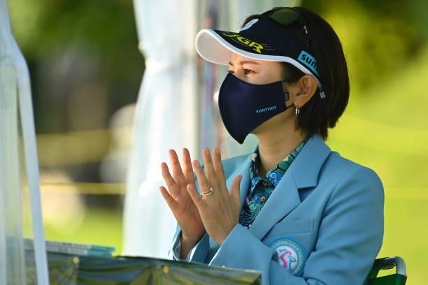 Tournament Ambassador Ai Miyazato is seen during the first round of the Ai Miyazato Suntory Ladies Open at Rokko Kokusai Golf Club on June 10, 2021...