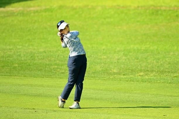 Serena Aoki of Japan hits her second shot on the 10th hole during the first round of the Ai Miyazato Suntory Ladies Open at Rokko Kokusai Golf Club...