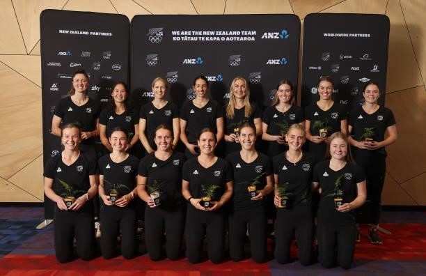 The New Zealand Women's Hockey squad for the Tokyo Olympics pose during the New Zealand Hockey team announcement at the National Hockey Centre on...
