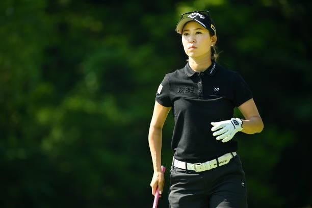 Momoko Ueda of Japan is seen before her tee shot on the 11th hole during the first round of the Ai Miyazato Suntory Ladies Open at Rokko Kokusai Golf...