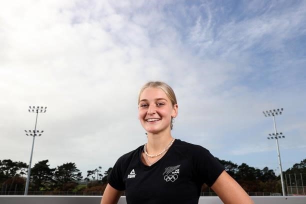Katie Doar poses during the New Zealand Hockey team announcement at the National Hockey Centre on June 10, 2021 in Auckland, New Zealand.