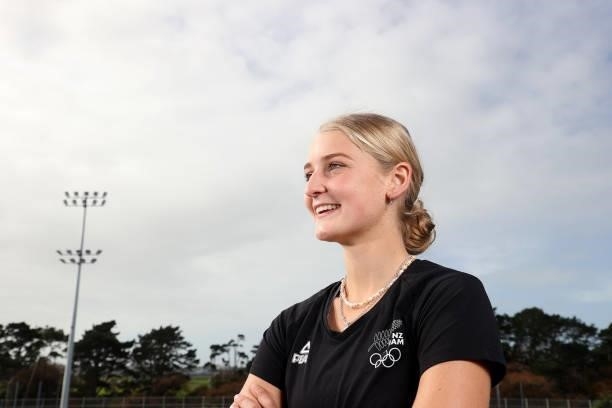 Katie Doar poses during the New Zealand Hockey team announcement at the National Hockey Centre on June 10, 2021 in Auckland, New Zealand.