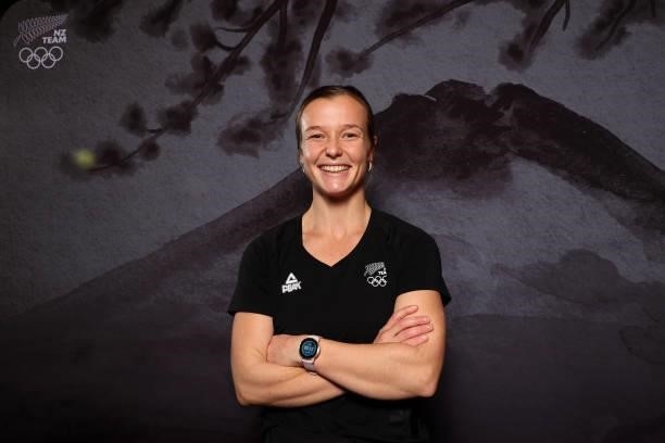 Megan Hull poses during the New Zealand Hockey team announcement at the National Hockey Centre on June 10, 2021 in Auckland, New Zealand.