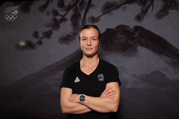 Megan Hull poses during the New Zealand Hockey team announcement at the National Hockey Centre on June 10, 2021 in Auckland, New Zealand.