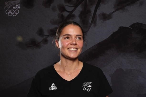 Tarryn Davey poses during the New Zealand Hockey team announcement at the National Hockey Centre on June 10, 2021 in Auckland, New Zealand.