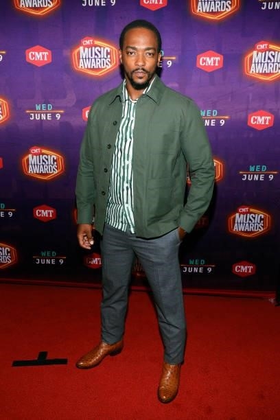 Anthony Mackie attends the 2021 CMT Music Awards at Bridgestone Arena on June 09, 2021 in Nashville, Tennessee.