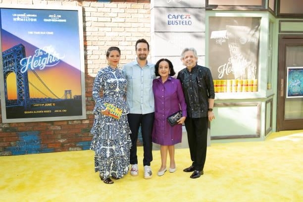 Vanessa Nadal, Lin Manuel-Miranda, Luz Towns-Miranda and Luis A. Miranda, Jr. Attend the opening night premiere of 'In The Heights' during 2021...