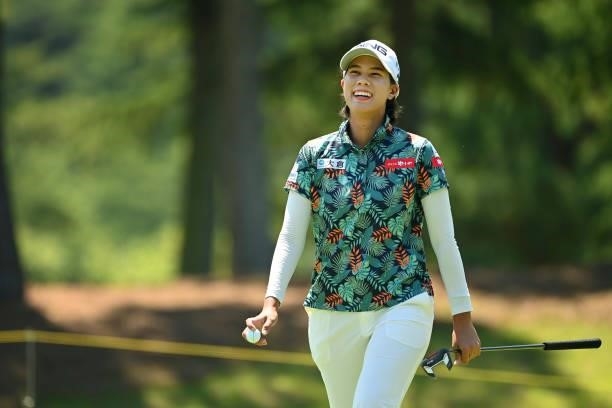 Langkul of Thailand reacts on the 9th green during the first round of the Ai Miyazato Suntory Ladies Open at Rokko Kokusai Golf Club on June 10, 2021...