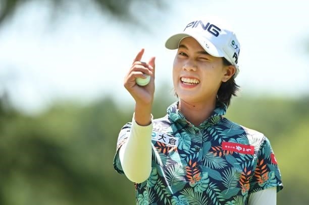 Langkul of Thailand reacts on the 9th green during the first round of the Ai Miyazato Suntory Ladies Open at Rokko Kokusai Golf Club on June 10, 2021...