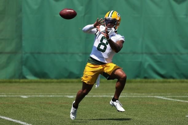 Amari Rodgers of the Green Bay Packers during training camp at Ray Nitschke Field on June 09, 2021 in Ashwaubenon, Wisconsin.