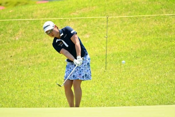 Mio Kotaki of Japan chips onto the 9th green during the first round of the Ai Miyazato Suntory Ladies Open at Rokko Kokusai Golf Club on June 10,...