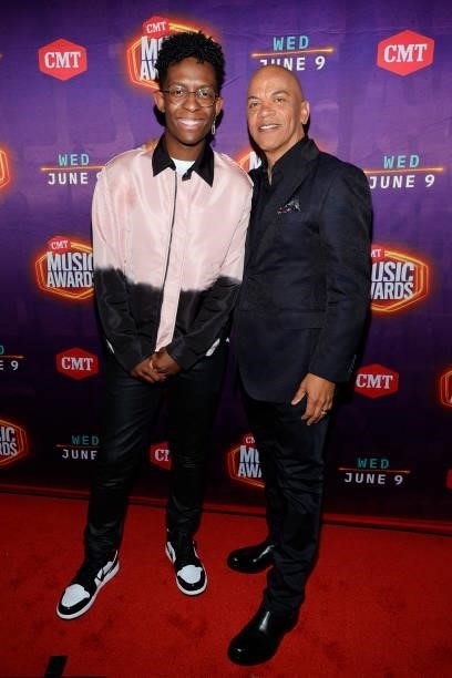 Breland and Rickey Minor attend the 2021 CMT Music Awards at Bridgestone Arena on June 09, 2021 in Nashville, Tennessee.