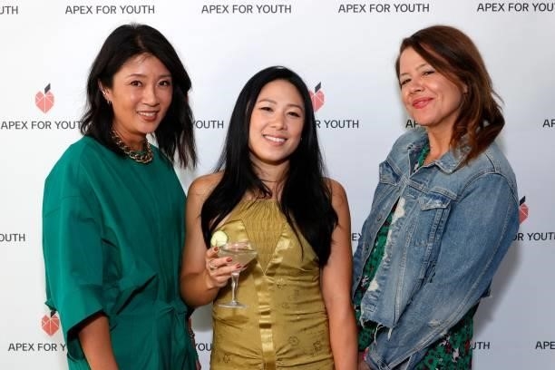 Daisy Chen Hutton, Gina Lin and Jen DiSisto attend the APEX for Youth 29th annual Inspiration Awards on June 09, 2021 in Beverly Hills, California.