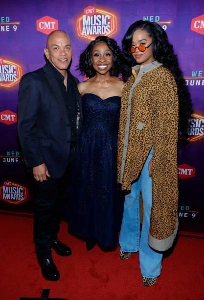 Rickey Minor, Gladys Knight and H.E.R. Attend the 2021 CMT Music Awards at Bridgestone Arena on June 09, 2021 in Nashville, Tennessee.